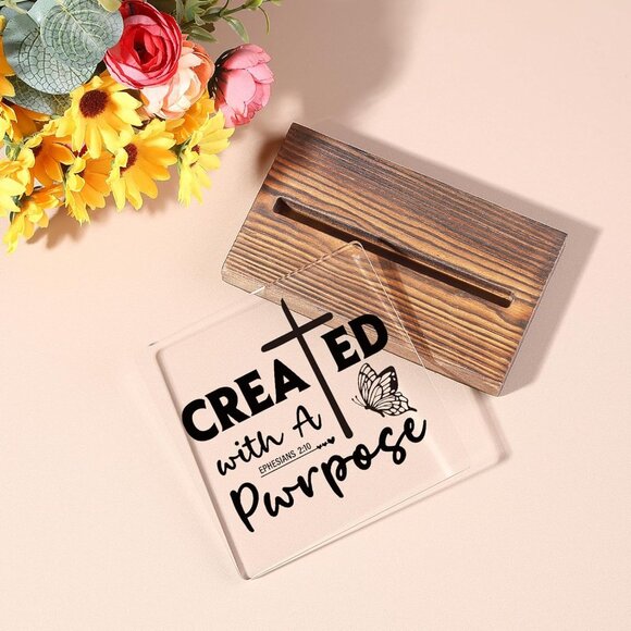 Christian Desk Sign Acrylic Inspirational Ephesians 2:10 Office Decor Gift - Picture 5 of 6